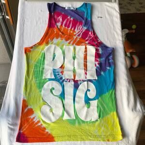 Venley Men’s Sleeveless Tank Top Size M, Tied Dye Colorful, Phisic Peace Love